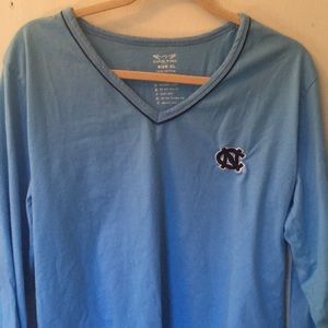 Carolina blue long sleeve t shirt v neck UNC logo